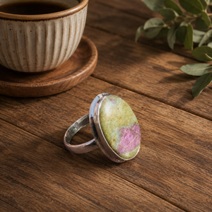 Large Ruby Zoisite 925 Sterling <b>Silver</b> <b>Ring</b> Rose Gold & Yellow Gold Plated Oval Gemstone Handmade Statement Jewelry Gift <b>Men</b> Her - Product Image 6