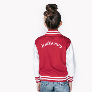 Custom kid's Wool Letterman Real Leather Varsity <b>Jacket</b> Black with Red Color Embroidery Logos Patches and Labels <b>jacket</b> for kids - Product Image 3