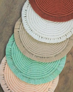 Colorful Round Macrame <b>Placemats</b> for Dining Table Kitchen Decor Coffee Table Styling and Festive Home Decoration From India - Product Image 1