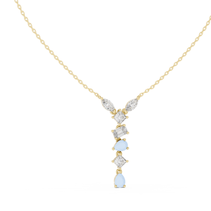 Pendentif en or jaune avec diamants et pierres multiples, collier goutte, bijoux pour femme (formes marquise, poire, baguette, ovale) - Product Image 5