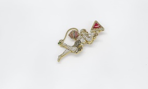 Broche Sanjeevani Hanuman 12243, Chapado en Oro, con Circonita Cúbica y Perla, para Regalo de Boda o Fiesta, para Hombre - Product Image 3