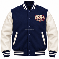 Blouson universitaire streetwear d'hiver personnalisé en laine avec manches en cuir, patch en chenille et lettres brodées, style baseball, vente en gros