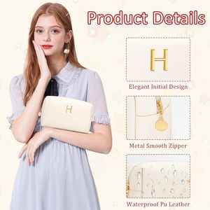 Borsa per il Trucco Personalizzata con Iniziali, Regalo per Damigelle, in Pelle PU Impermeabile, per Cosmetici e Articoli da Toilette da Viaggio - Product Image 2