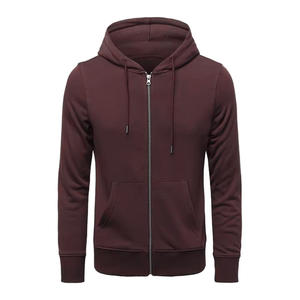 Vêtements pour hommes grande taille personnalisés en gros, couleur unie, 100% coton, vêtements de sport, sweats à capuche à fermeture éclair intégrale, broderie imprimée, respirant - Product Image 4