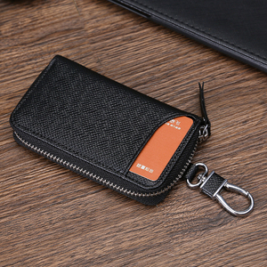 Genuine Leather Cowhide Car Key <b>Wallet</b> RFID Blocking Zipper Key Case Vintage Hanging Key <b>Holder</b> for Men and Women Gifts - Product Image 4