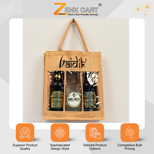 Logotipo Personalizado Posible para Bolsas de Vino de Primera Calidad de 3 Secciones, 15x14cm, Laminadas en Yute y PVC, para Compradores Serios - Product Image 2