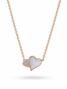 Heart Pendant Necklace Gold Plated Bezel Setting Zircon Inlaid Brass Choker Refined Jewelry May for Women Gift Party Wear - Product Image 4
