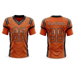Camisetas de Fútbol Americano Sublimadas, de Secado Rápido, Color Naranja Calabaza con Detalles en Gris Carbón, para Deportistas - Product Image 1