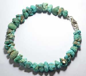 Perles de pierres précieuses en turquoise brute non polie avec fermoir en argent sterling 925, vente en gros - Product Image 4