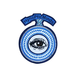 Parche Bordado para Ojos HypnoticMinds, Forma Circular, Parche de Tela Cosido con Diseño de Patrón Azul para Regalos - Product Image 1