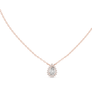 Pendentif en or rose 14 carats avec diamants de laboratoire en forme de poire et ronds pour femmes |   Vêtements de soirée |   Nouveau diamant cultivé - Product Image 1