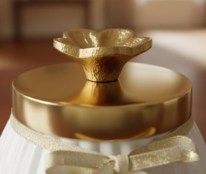 Metal Decorative Jar Golden Lid White <b>Ribbed</b> Storage Container Modern Design Wedding Occasion Flower Knob Home Tabletop Decor - Product Image 5