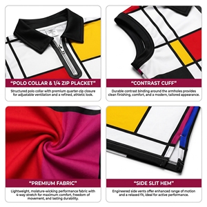 HANDSCHUHE Camiseta Polo Unisex de Bloques de Color, Manga Corta, con Botones, Ligera, Transpirable, de Secado Rápido, Informal, Deportiva, para Golf, 100% - Product Image 4