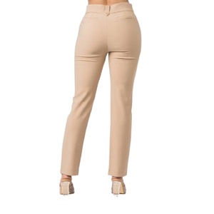 2024 nueva colección de primavera, Pantalones rectos de cintura alta para mujer, pantalones casuales con botones, lona holgada de pierna ancha para verano, directo BD - Product Image 3