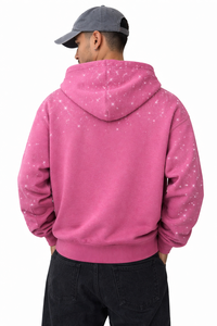 Sudadera con capucha para hombre con cremallera completa, de algodón y forro polar, con pedrería, estilo oversize, streetwear, con cremallera de cristal, fabricación - Product Image 2