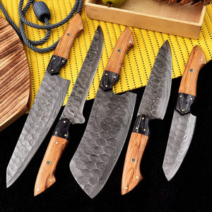 New Edition Custom Handmade Damascus Steel 5-Piece <b>Kitchen</b> Chef <b>Knives</b> Set Wood Handle Full Tang Ambidextrous Straight <b>Sharp</b> - Product Image 5