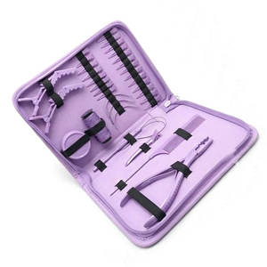 Kit de herramientas duraderas y sostenibles para extensiones de cabello con alicates, aguja de crochet, clips, extensiones de cabello humano, acero inoxidable dorado para salón - Product Image 3