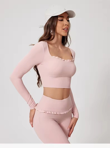 Custom Women Sportswear Gym Wear <b>Yoga</b> Outfit Set Fitness <b>Jacket</b> High Waist Sports Leggings 2 Pcs Woman Set Gym Fitness Set - Product Image 3
