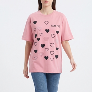 T-shirt personnalisé pour femme avec motif cœur, en jersey uni, décontracté, à manches courtes, en coton, vêtement de mode imprimé, vente en gros - Product Image 4