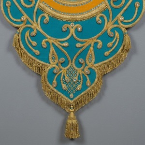 Handcrafted Eco Friendly Customized Premium Heavy Duty Teal Fabric Gold Bullion Embroidery <b>Banner</b> - Product Image 6
