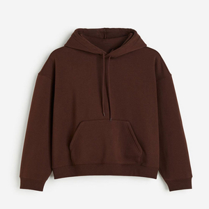 Sweat-shirt à capuche surdimensionné pour homme personnalisé, en coton molletonné marron uni, décontracté, pour l'automne - Product Image 2