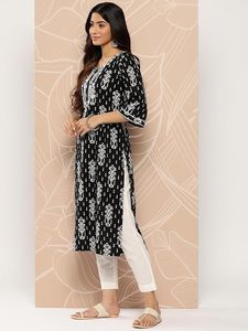 Premium Cotton Straight <b>Kurta</b> for Women with Hand Embroidery Work - Product Image 3