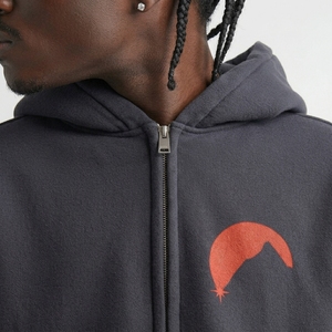 Sweat-shirt à capuche zippé gris foncé pour homme, coupe oversize, logo brodé sur le devant, molleton décontracté, idéal pour l'automne - Product Image 6