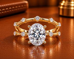 Trending 14K Pure <b>Gold</b> Oval Cut Lab Grown Diamond 2.00ct IGI Certified Engagement <b>Ring</b> <b>Set</b> Matching Diamond Bridal Wedding Band - Product Image 1