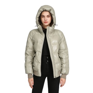 Chaqueta Corta Acolchada de Plumón para Mujer, Casual, con Lentejuelas y Encaje, con Cierre, Impermeable, Ecológica, de Poliéster Tejido, para Invierno - Product Image 3