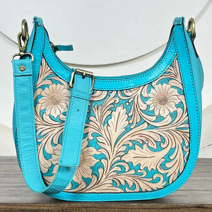 Bolso de Mano de Cuero Vacuno Genuino Hecho a Mano, Personalizado, con Diseño Floral, de Alta Calidad, para Mujer - Product Image 4