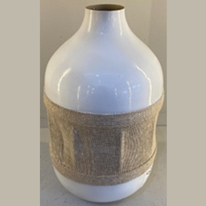 Vase à fleurs artisanal en fer blanc avec revêtement en poudre et tissu en coton pour une décoration intérieure contemporaine élégante - Product Image 2