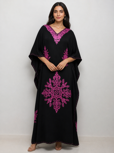 Cotton Crush Embroidered Ankle Length Long <b>Kaftans</b> - Product Image 3