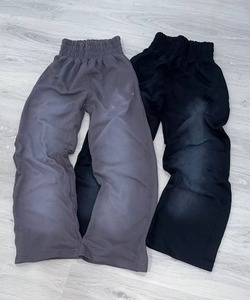 Pantalon de jogging ample à jambe large en molleton bouclette délavé à l'acide, personnalisable, 360 420 500 g/m², pour homme, style streetwear - Product Image 1
