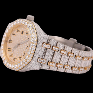 Stylish <b>Man's</b> Yellow Gold Moissanite Diamond Iced Out Arabic Dial Customized Hip Hop <b>Smart</b> Wristwatch Bust Down <b>Man's</b> Jewelry - Product Image 2