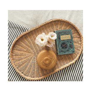 Plateau de service en rotin fait main de qualité supérieure, multifonctionnel, avec poignée en bois de canne naturel, organisateur de table de cuisine pour plateaux décoratifs - Product Image 4