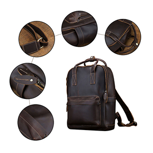 Sac à dos en cuir véritable pour homme, fermeture à boucle, léger, résistant à l'eau, sac pour ordinateur portable d'extérieur - Product Image 5