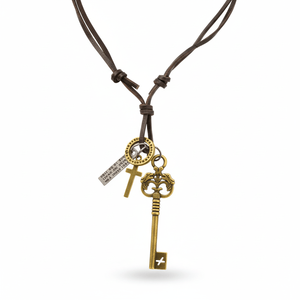 Fashion Pendant 2.5-Inch Pure Stainless Steel Key Charm with Adjustable Leather Rope for Men & Boys - Product Image 3