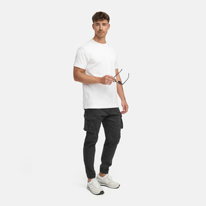 Men's <b>Black</b> Cargo Pants Canvas Material Multiple Pockets Casual Style Mid Waist Button Fly Spring Wear - Product Image 6