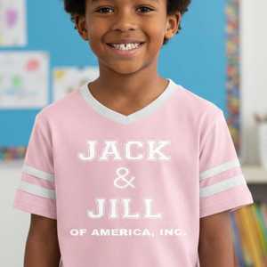 T-shirt Varsity pour jeunes Jack and Jill, col en V, manches courtes, style sportif, doux, confortable, décontracté, vêtements pour enfants, rose - Product Image 6