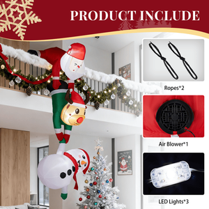 Decorazione Natalizia Gonfiabile Luminosa da Esterno 7.5FT, Divertente Babbo Natale, Renna e Pupazzo di Neve Appesi - Product Image 4