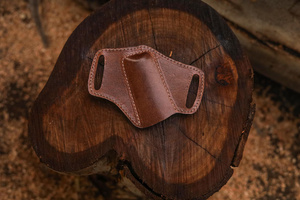 Handmade Horizontal Leather <b>Drop</b> Point Camping Knife Sheath for Fixed EDC Customizable Belt Sheath Industrial Grade Wholesale - Product Image 3