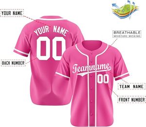 TOFEN SPORTS Camiseta de Béisbol Rosa Personalizable para Hombre, Manga Corta, con Botones, Transpirable, Ecológica, Impermeable, Cuello en V, para Equipo - Product Image 2