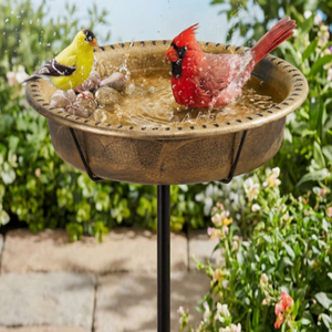 Round <b>Copper</b> Bird Bath with Metal Stake Hand forged pure <b>copper</b> bird bowl and wild bird Bath with iron stand <b>Copper</b> <b>Birdbath</b> - Product Image 5