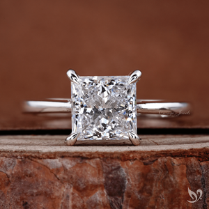Bague de fiançailles solitaire en diamant de laboratoire taille princesse 2 carats en or blanc 10 carats certifiée IGI, cadeau de mariage, bague de mariée - Product Image 1