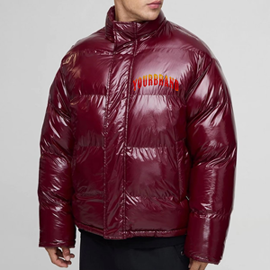 Hot Selling Men's Glossy Polyester Puffer Jacket Custom Printed Logo Plus Size Cotton Padded Winter <b>Bubble</b> <b>Coat</b> - Product Image 1