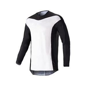 Maillot de motocross à manches longues pour homme, bicolore, blanc et noir, manches longues, séchage rapide, toutes saisons, vêtements de course moto - Product Image 1