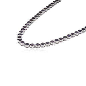 Collar de tenis deslumbrante de plata de ley 925 con amatista natural de corte redondo, piedra de nacimiento de febrero, para mujer, precio al por mayor - Product Image 5