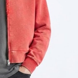 Nouveau sweat-shirt à capuche zippé rouge pour homme, coupe classique, décontracté, pour l'automne, 100 % coton, en molleton tricoté, couleur unie - Product Image 6