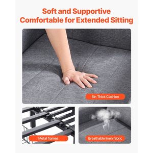Divano Letto Convertibile con Tasca Laterale, Poggiabraccia e Tavolino, Schienale Regolabile in 5 Angolazioni, Misura Singola - Product Image 5