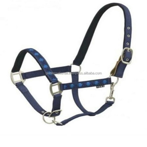 Licol cheval en nylon, personnalisé, noir et bleu marine, avec ruban argyle classique, superposition de nez et des joues, en acier inoxydable - Product Image 3